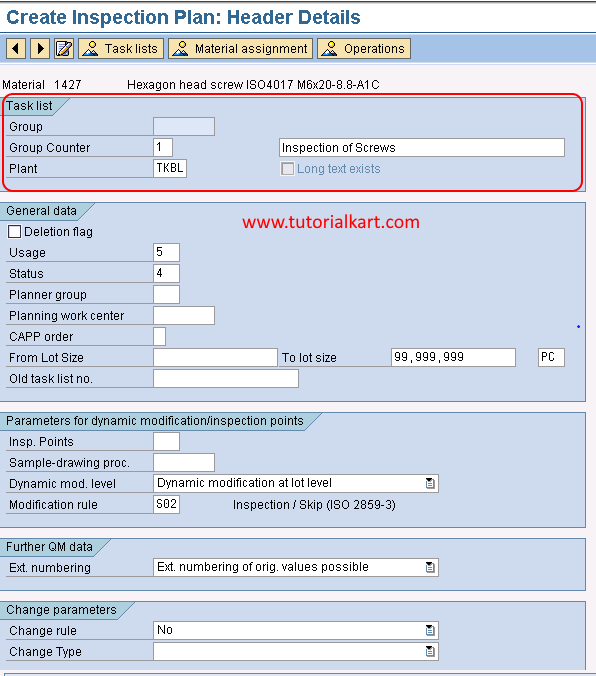 SAP QM How to Create Inspection Plan in SAP Tutorialkart