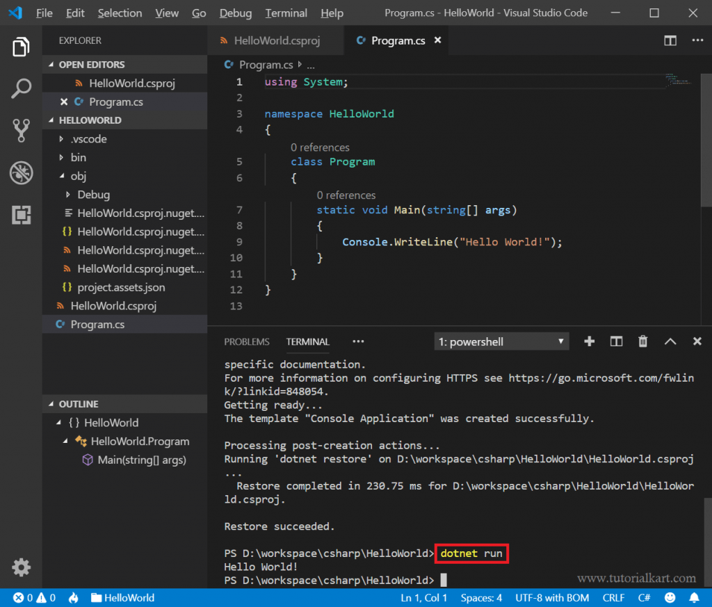 How to create a new project in visual studio code