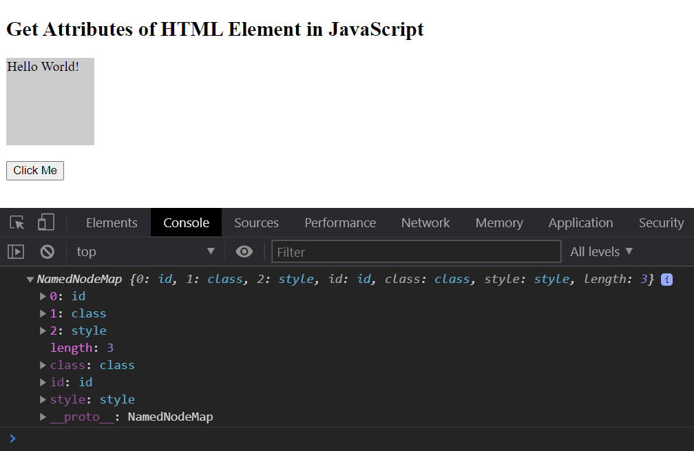 How to get Attributes of HTML Element Element in JavaScript?