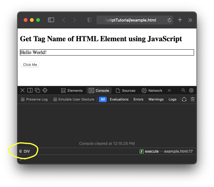How to get Tag Name of HTML Element in JavaScript?