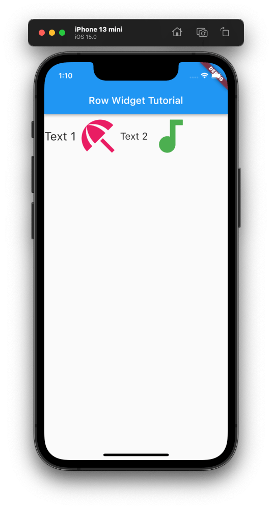 Flutter Row Tutorial TutorialKart