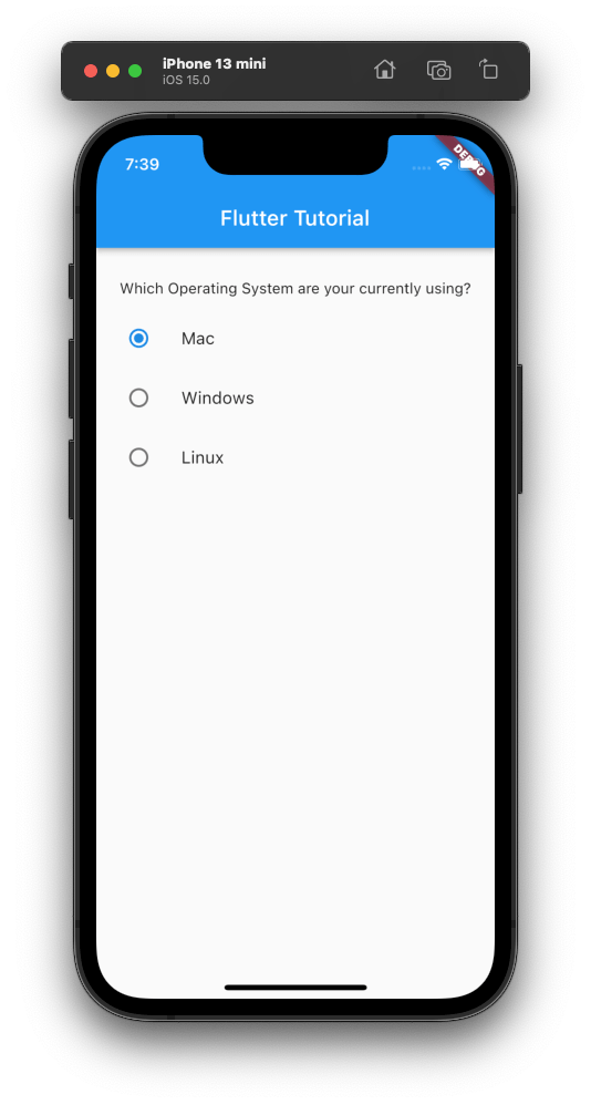 Flutter Radio Widget Tutorial TutorialKart