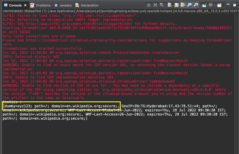 Add a Cookie Selenium Java TutorialKart