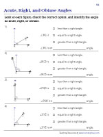 Acute, Right, and Obtuse Angles Worksheets