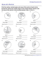 Area of a Sector Worksheets