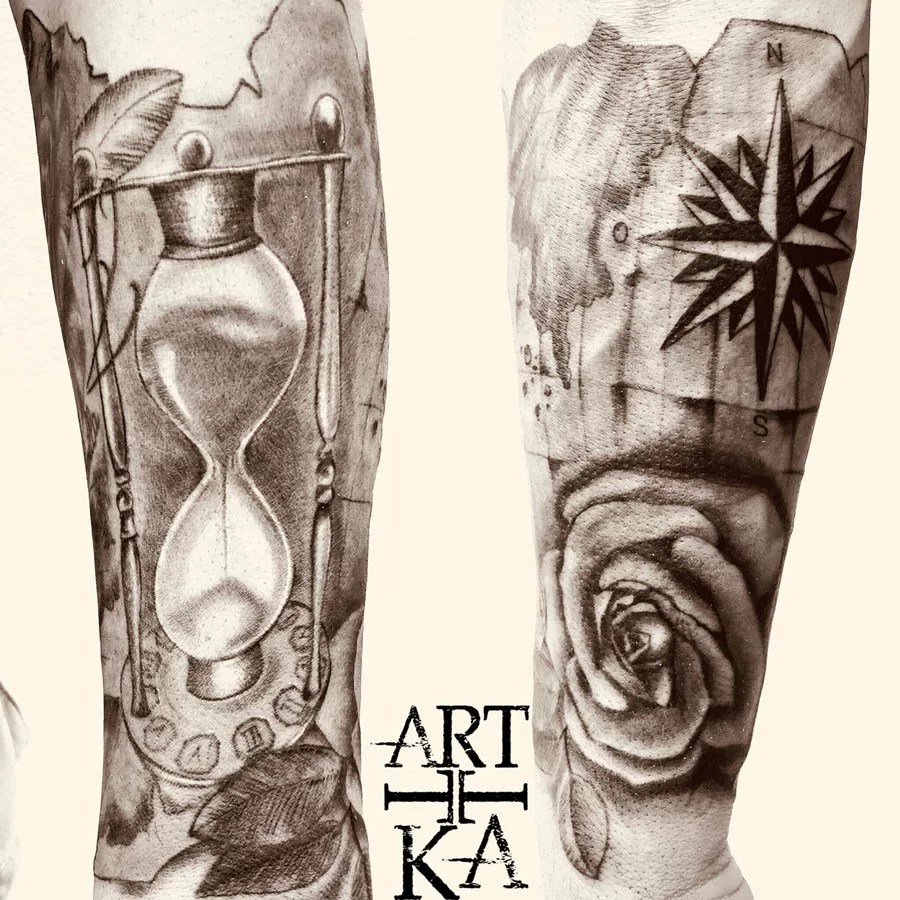 Clessidra E Rosa Dei Venti - Tuttotattoo.com 900_x_900_jpg