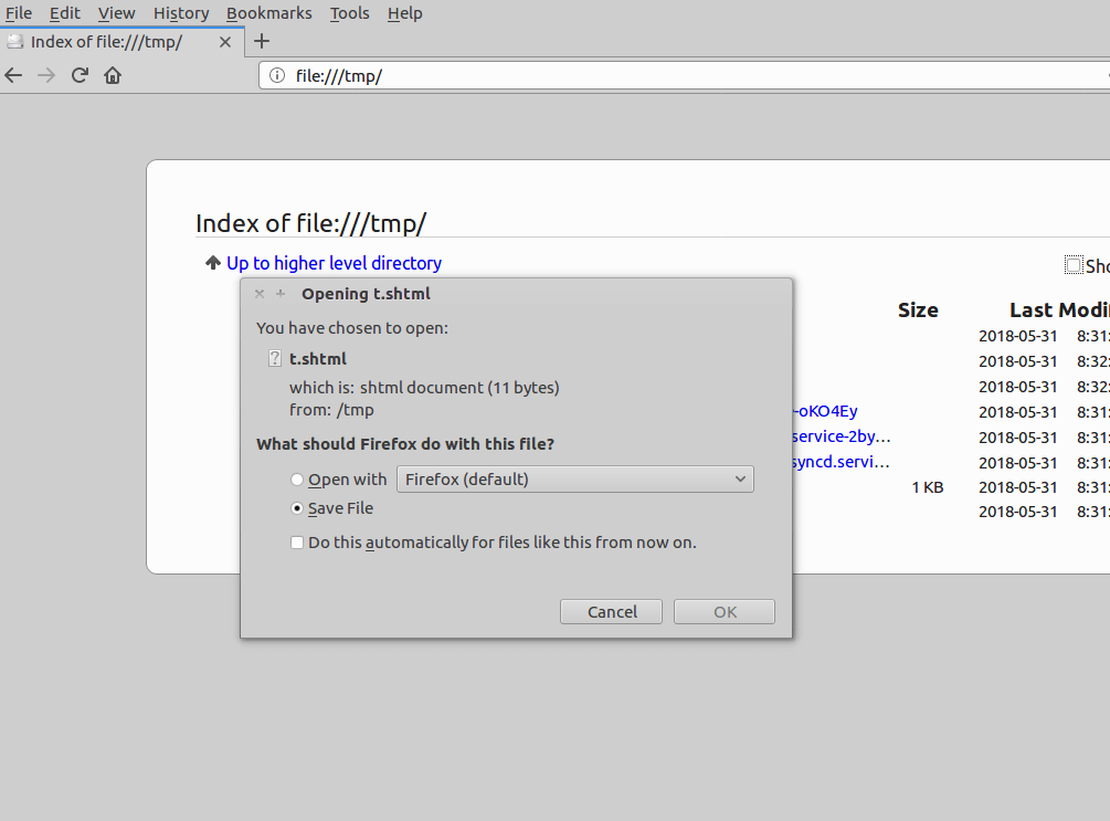 fixed Firefox Quantum unable to open shtml files