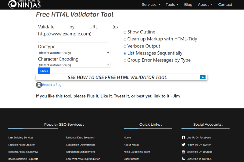 Free HTML Validator Tool Marketing Ninjas