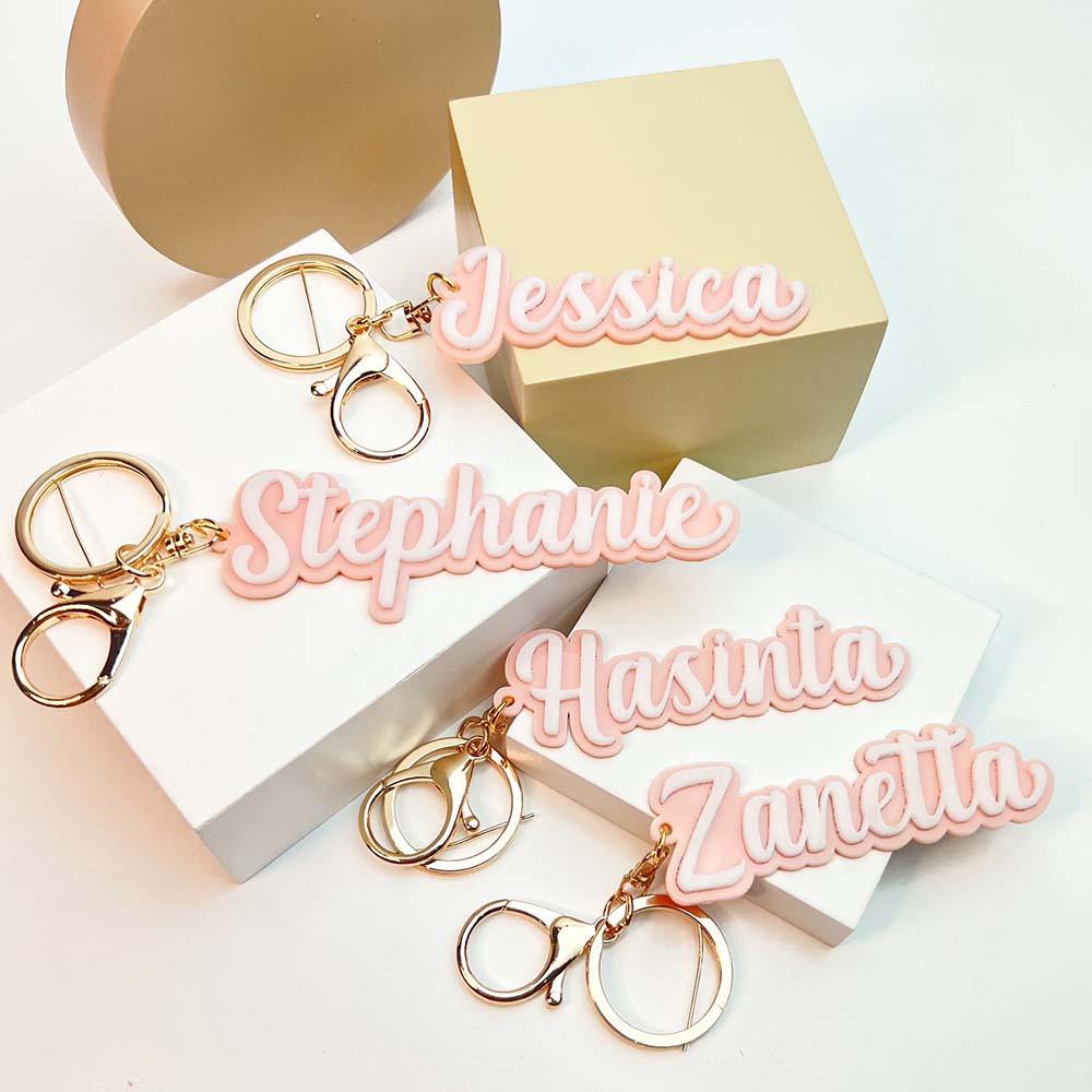 3D Acrylic Name Keychains Singapore Custom Laser Cut Keychain