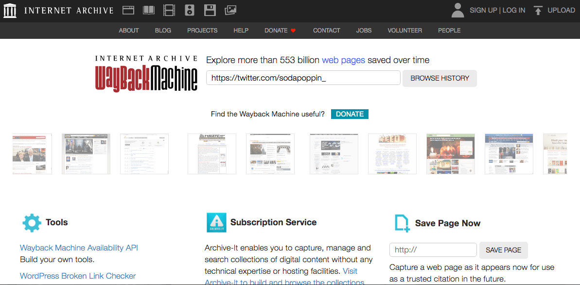 How is Wayback Machine for Twitter Used? Tweet Tabs