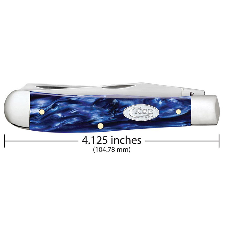 Case Knives Blue Pearl Kirinite Trapper Folding Pocket Knife The