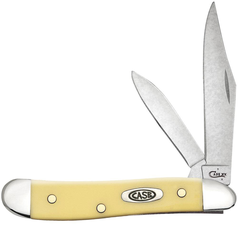 Case Knives Yellow Synthetic Peanut Folding Pocket Knife The