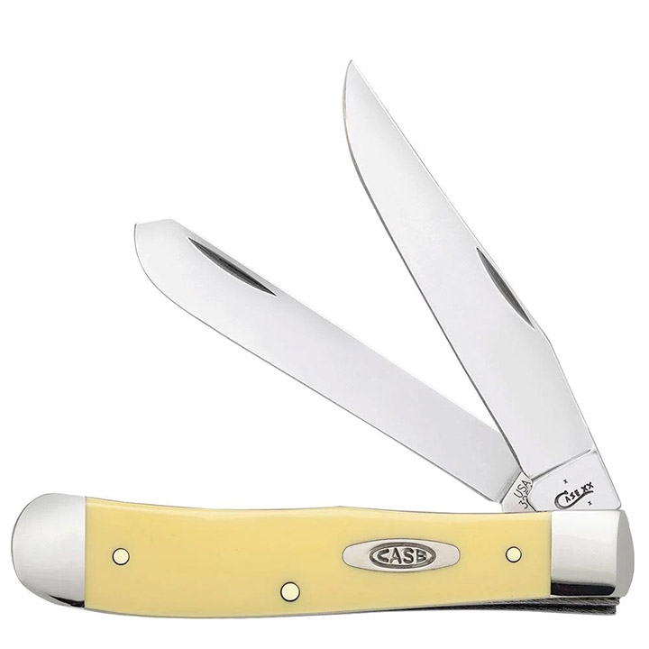 Case Knives Yellow Synthetic Trapper Folding Pocket Knife The