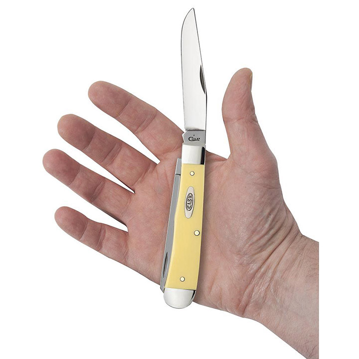 Case Knives Yellow Synthetic Trapper Folding Pocket Knife The