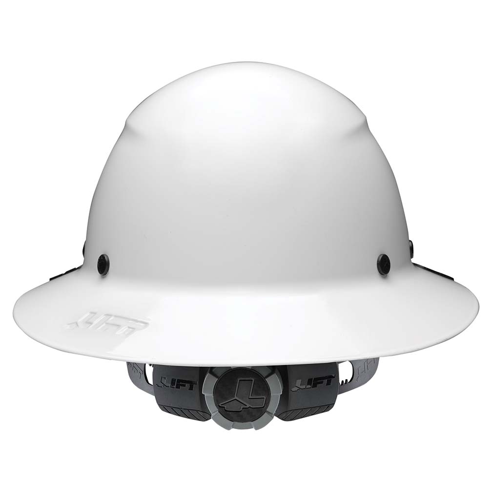Lift Safety DAX Fiber Resin Full Brim Hard Hat White Gloss The