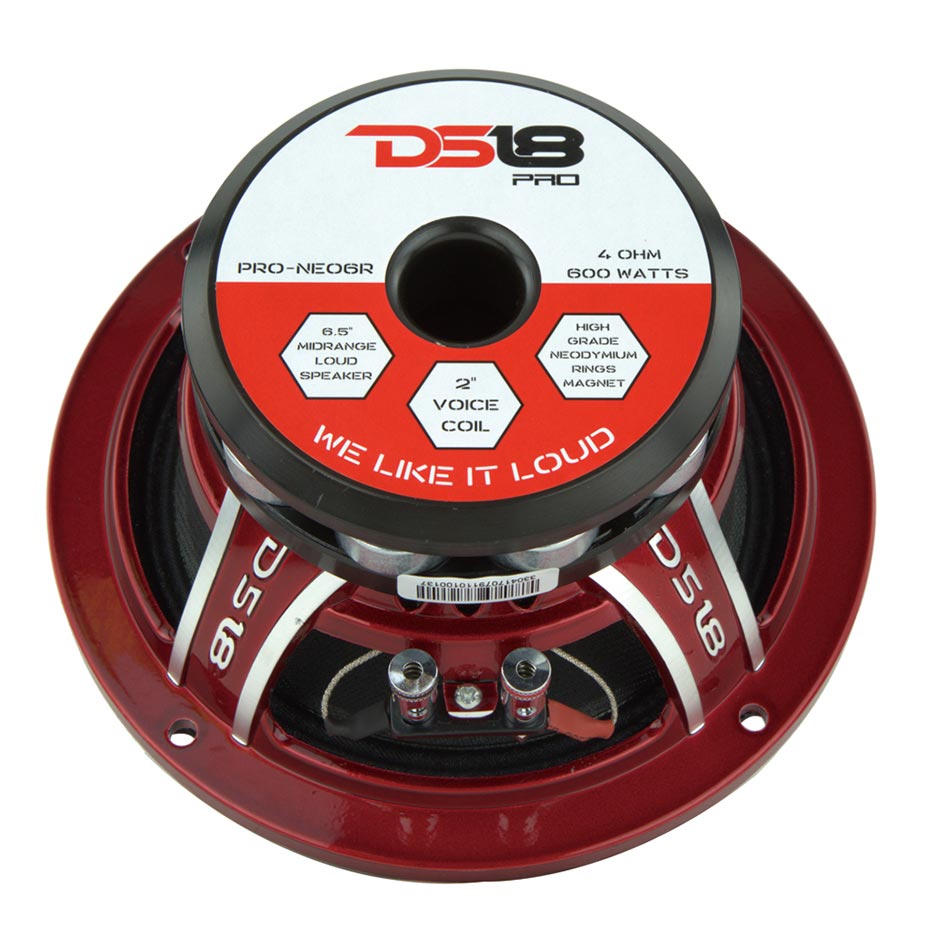 DS18 6.5″ Midrange Speaker, 300W RMS/600W Max, 4 Ohm (Sold Each) The