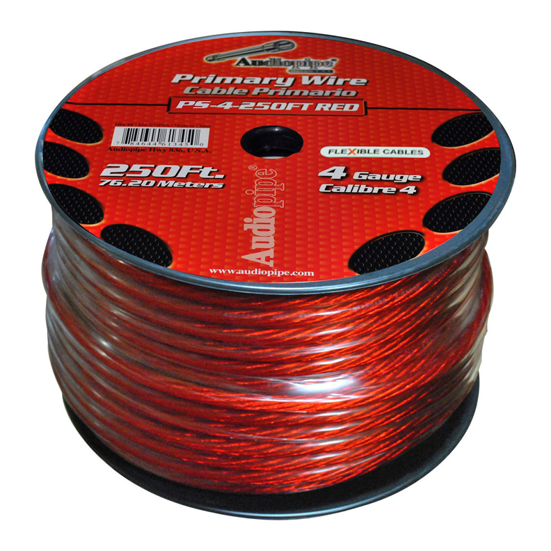 Audiopipe Power Wire 4 Gauge 250 Foot Red The
