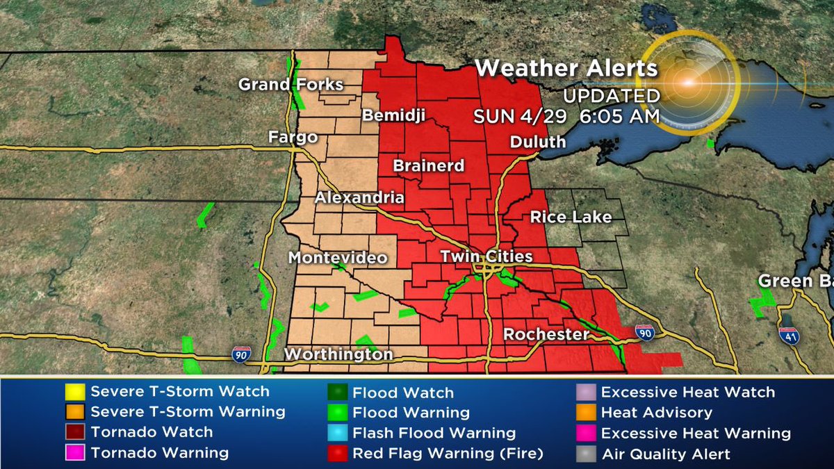 Amid red flag warning, firefighters battling blazes around Minnesota Sunday