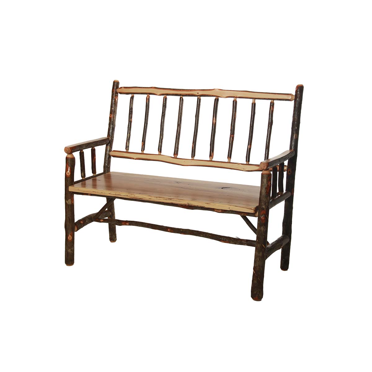 Rustic Hickory SpindleBack Bench Twin Hickory Rustics