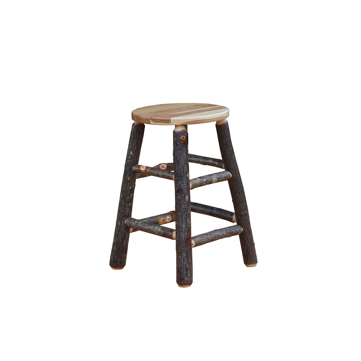Rustic Hickory 24″ RoundTop Bar Stool Twin Hickory Rustics