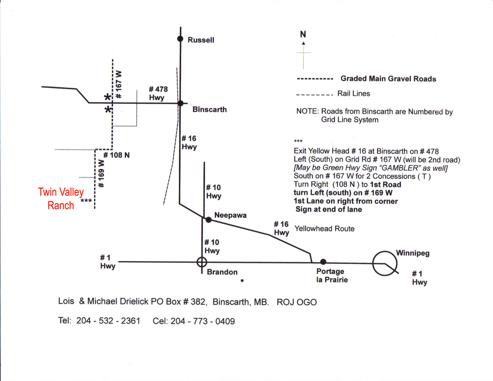 Map to Twin Valley Ranch