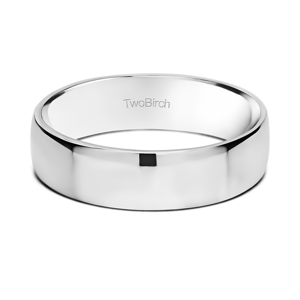 TwoBirch Men's Wedding Rings 5.5 Millimeter Wide High Polished Plain