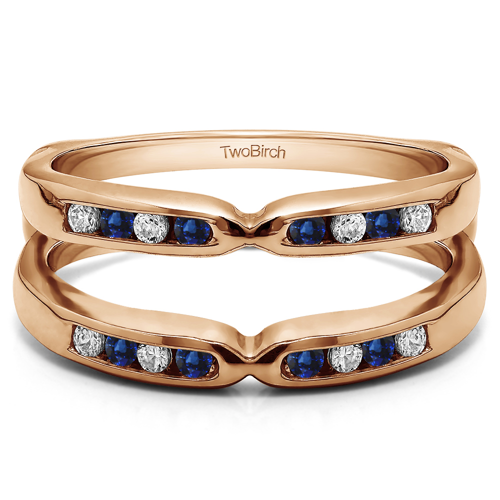 TwoBirch Ring Guards 0.24 Ct. Sapphire and Diamond Round Channel Set