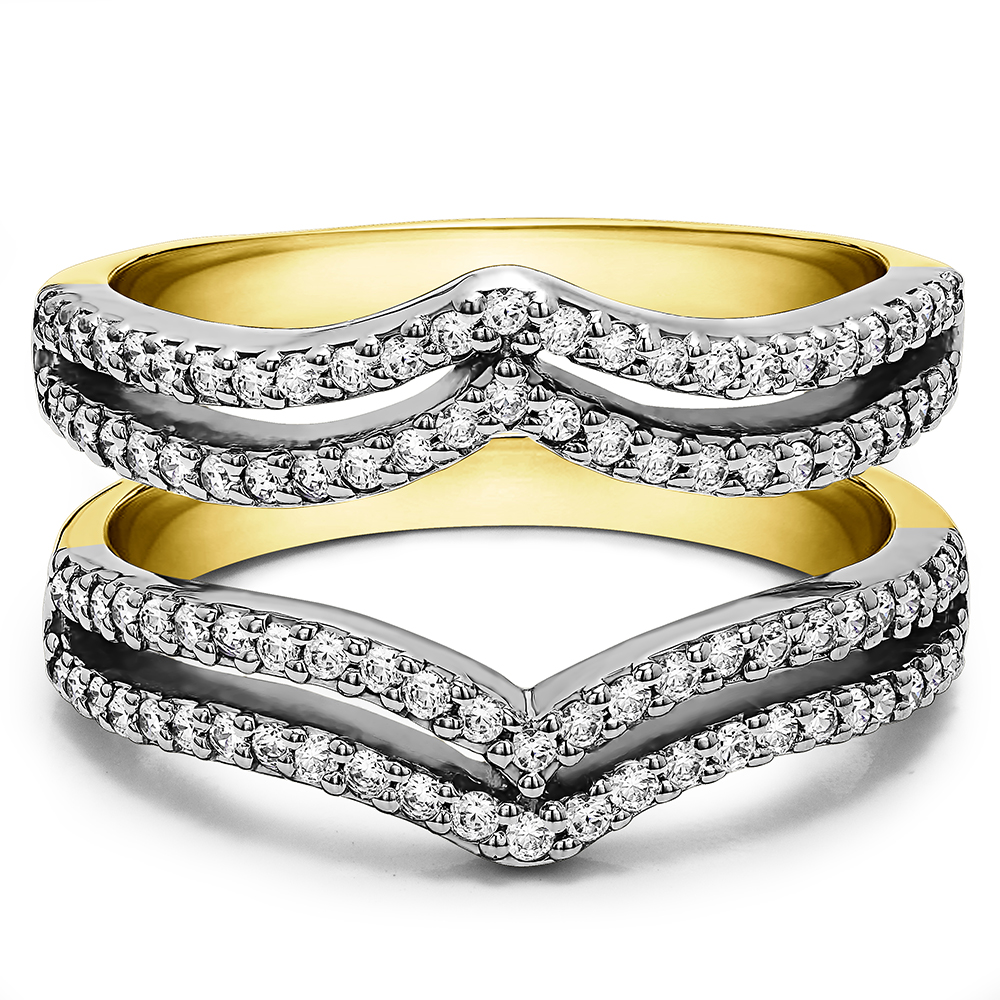 TwoBirch Ring Guards 0.5 Ct. Double Row Chevron Ring Guard in Two