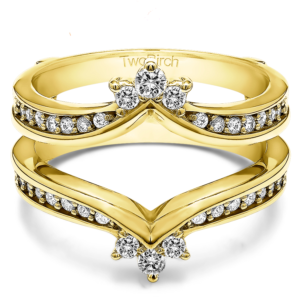 TwoBirch Ring Guards 0.38 Ct. Crown Chevron Contour Ring Guard in