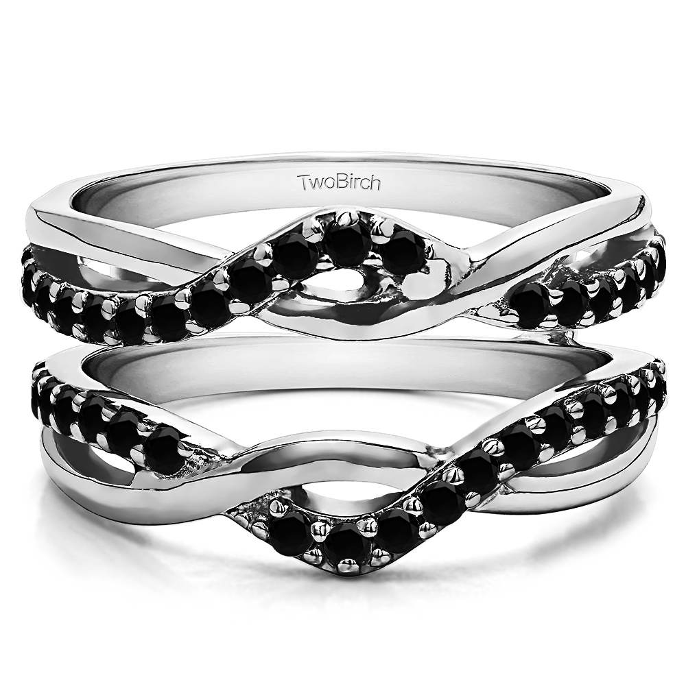 TwoBirch Ring Guards 0.57 Ct. Black Stone Criss Cross Infinity Ring