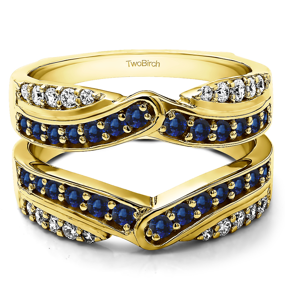 TwoBirch Ring Guards .75 Ct. Sapphire and Diamond Infinity Bypass