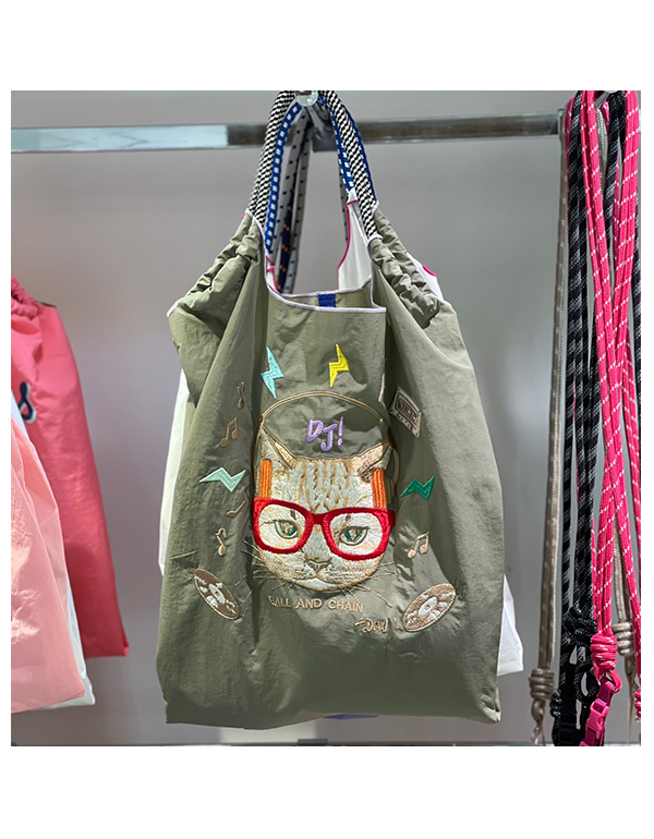 (M) Ball & Chain Eco Bag Medium DJ Cat Grey (1654768642) > 투엘 TWOEL )