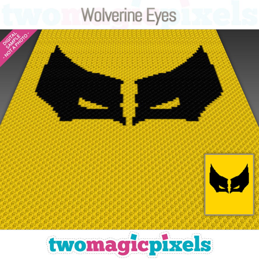 Wolverine Eyes C2C graph, SC graph, cross stitch graph by Two Magic Pixels