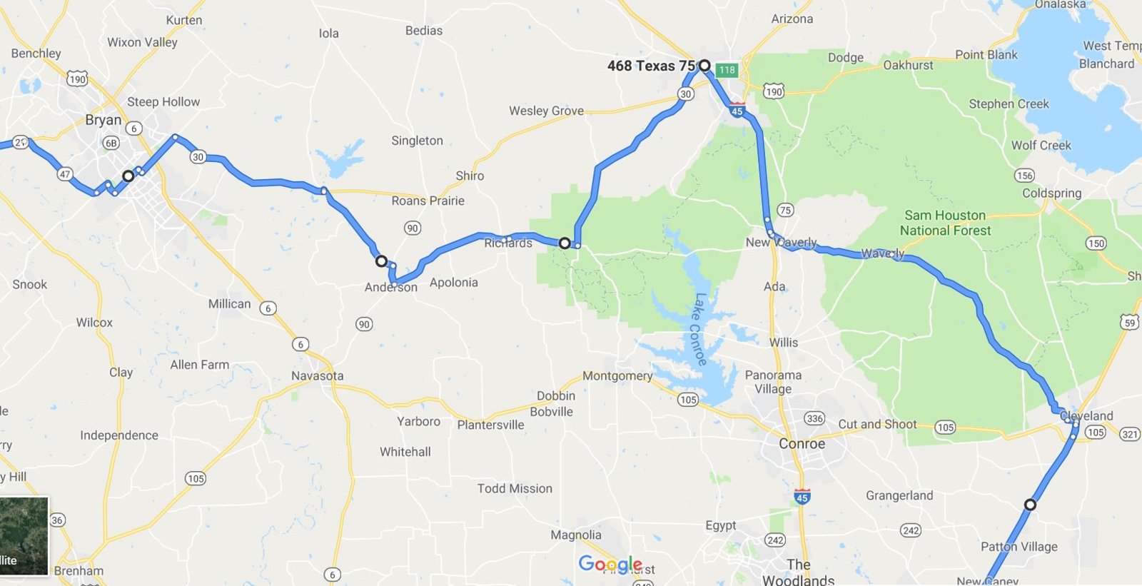 Routes/stop suggestions New Braunfels to Houston Two Wheeled Texans