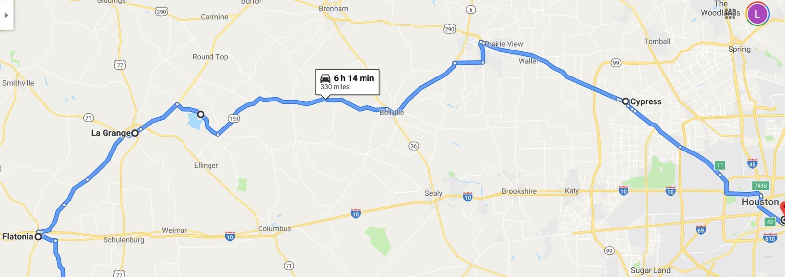 Routes/stop suggestions New Braunfels to Houston Two Wheeled Texans