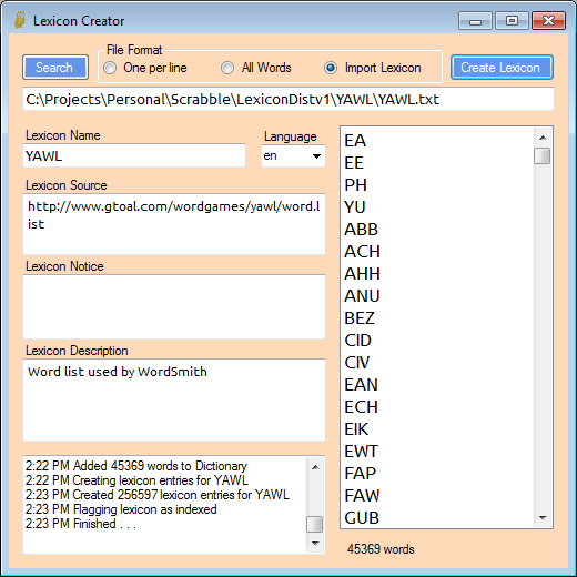 Hoot Lexicon Creator