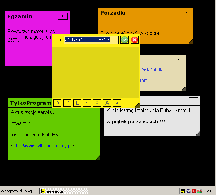 NoteFly 2.5.1 program do tworzenia karteczek na pulpicie, ekranie monitora