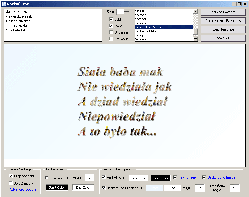 Rockin Text 1.0 program do tworzenia napisów graficznych