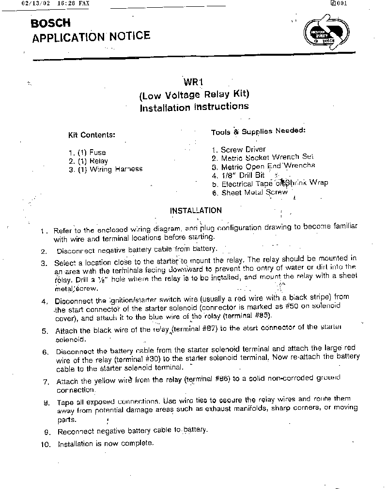 Relay Installation Instructions