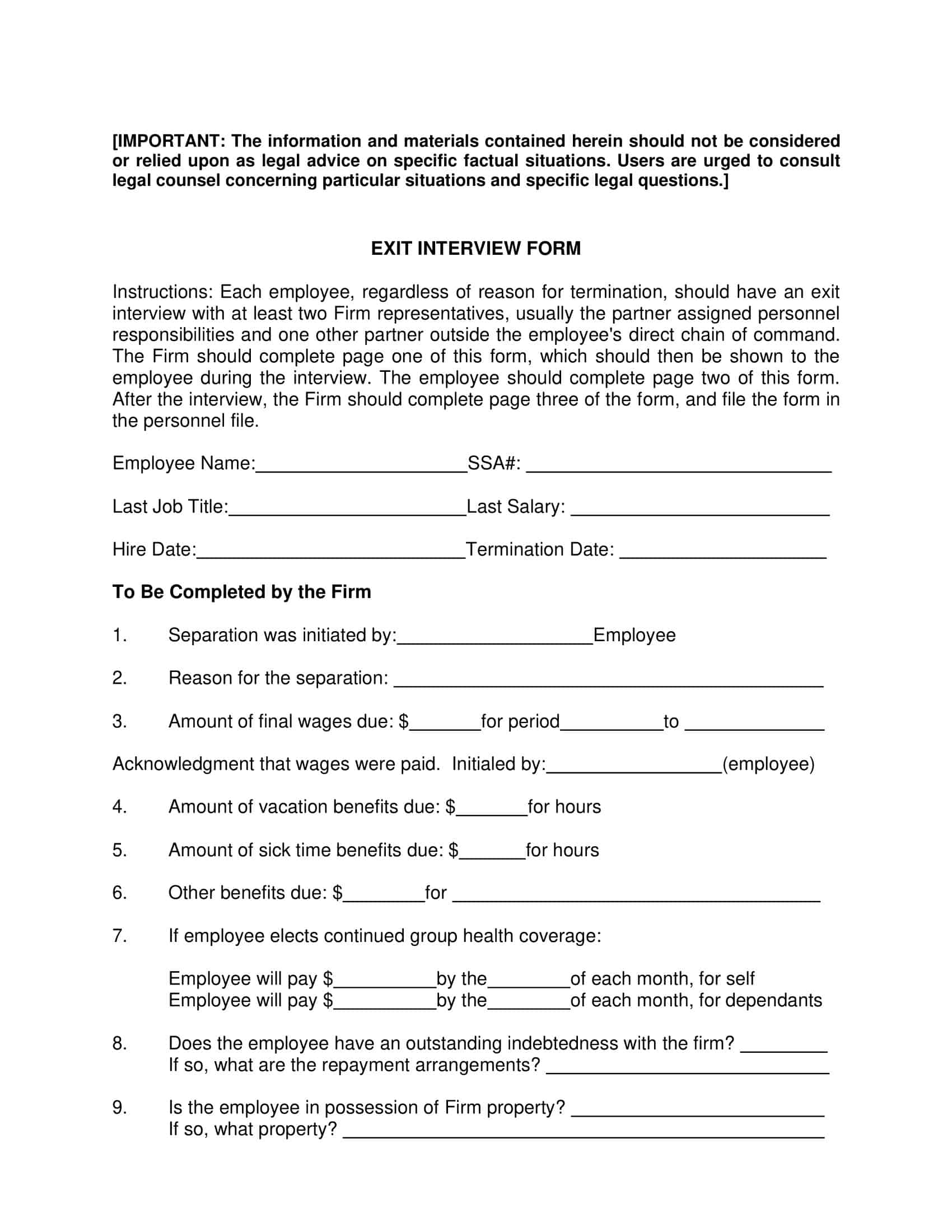 Free Printable Exit Interview Templates [Word, PDF, Excel]