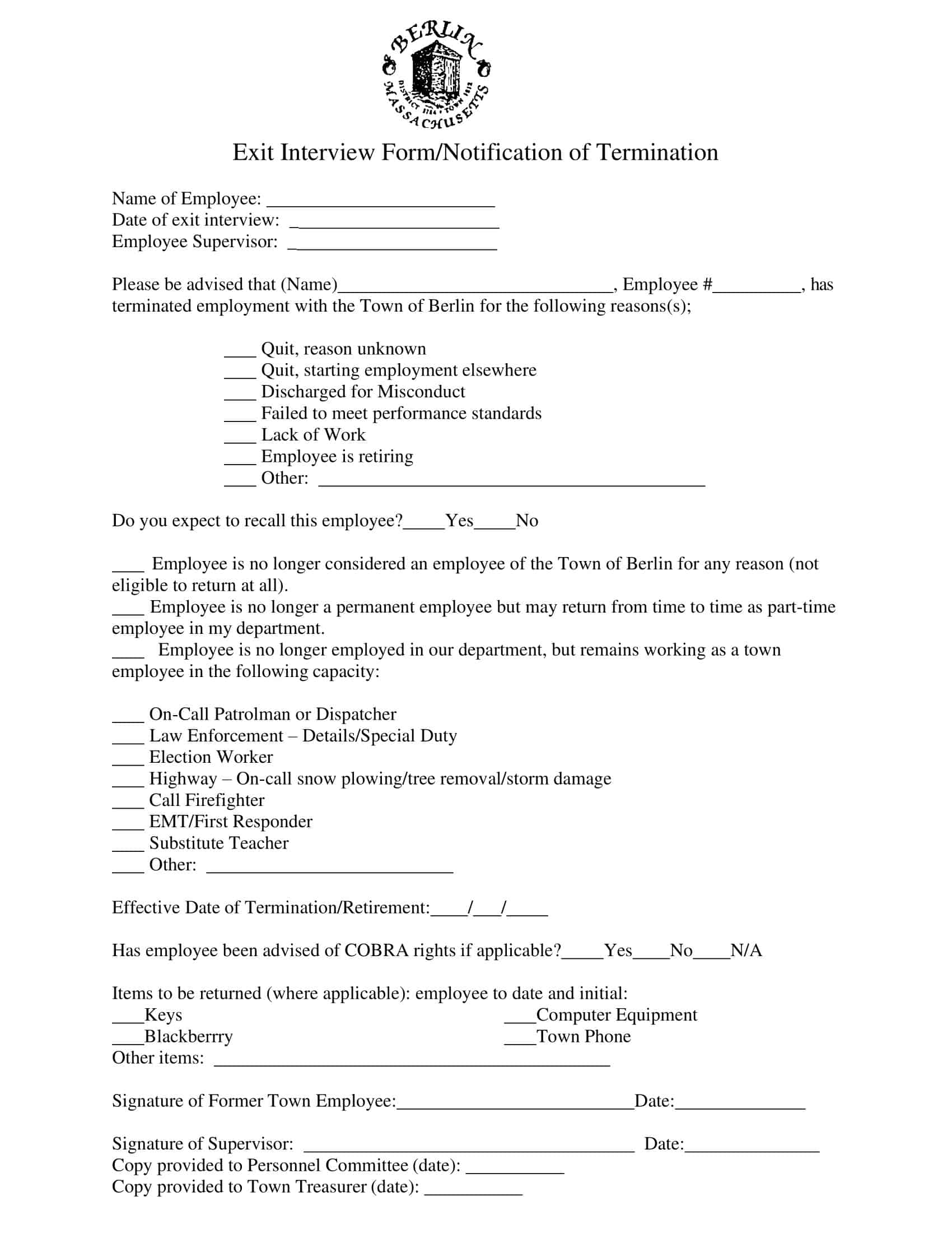 Free Printable Exit Interview Template [Download Forms PDF]