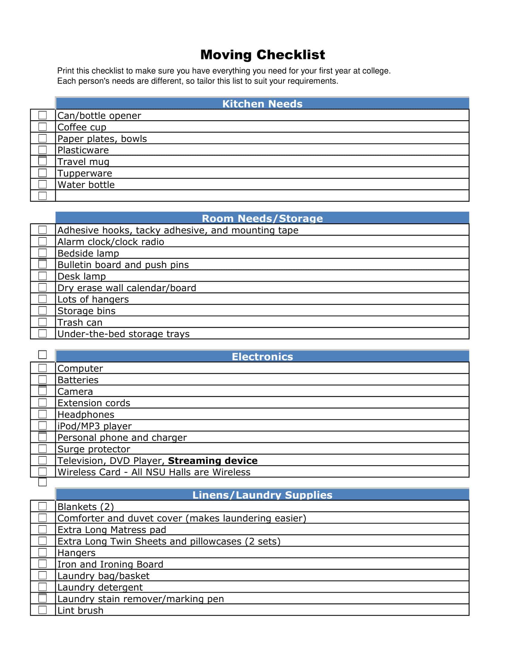 Free Printable Apartment Checklist Templates [Excel, PDF, Word]