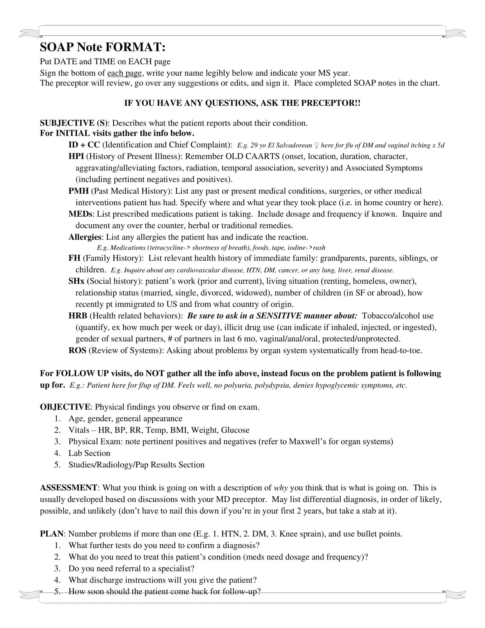 Free Printable SOAP Note Templates [PDF, Word]