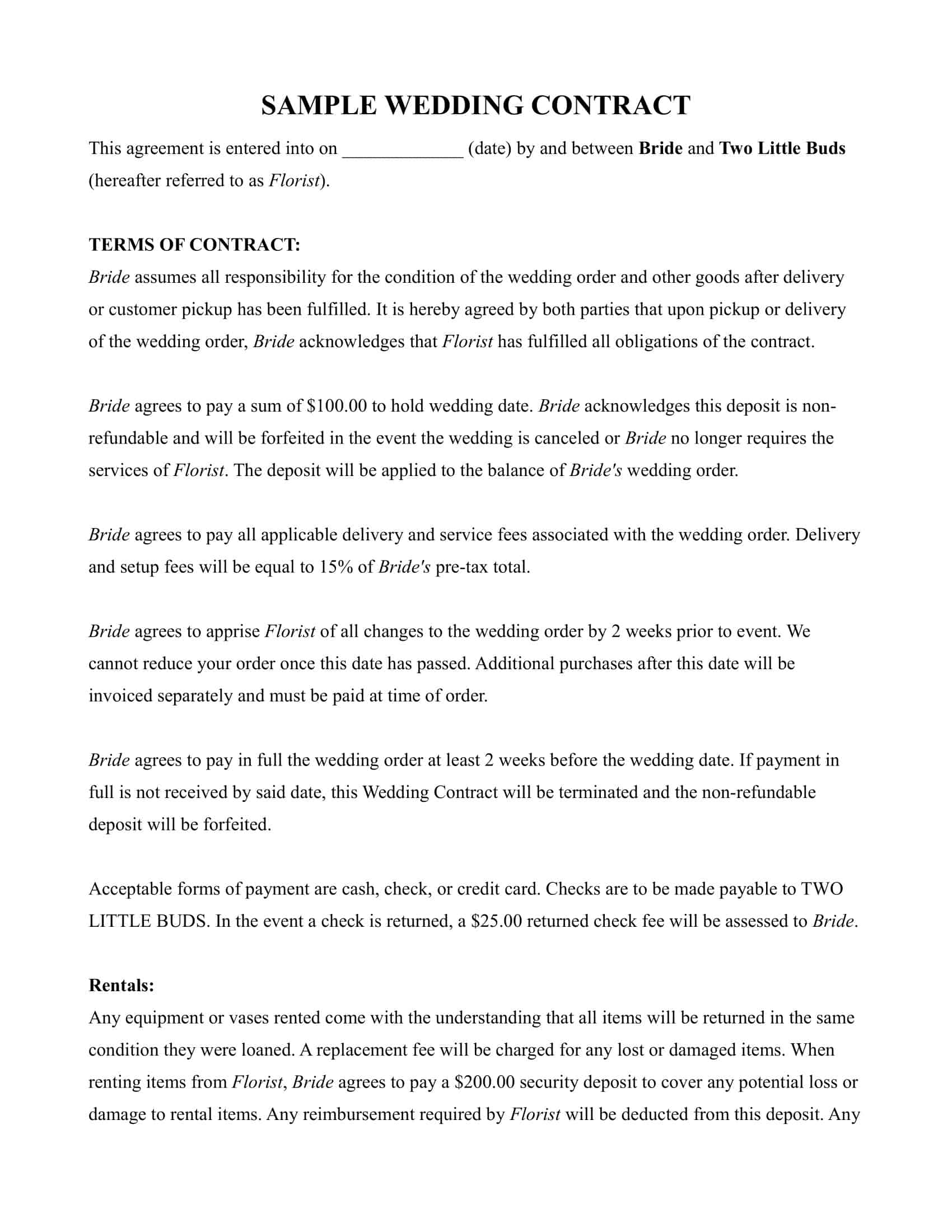 Free Printable Marriage Contract Templates [PDF, Word]