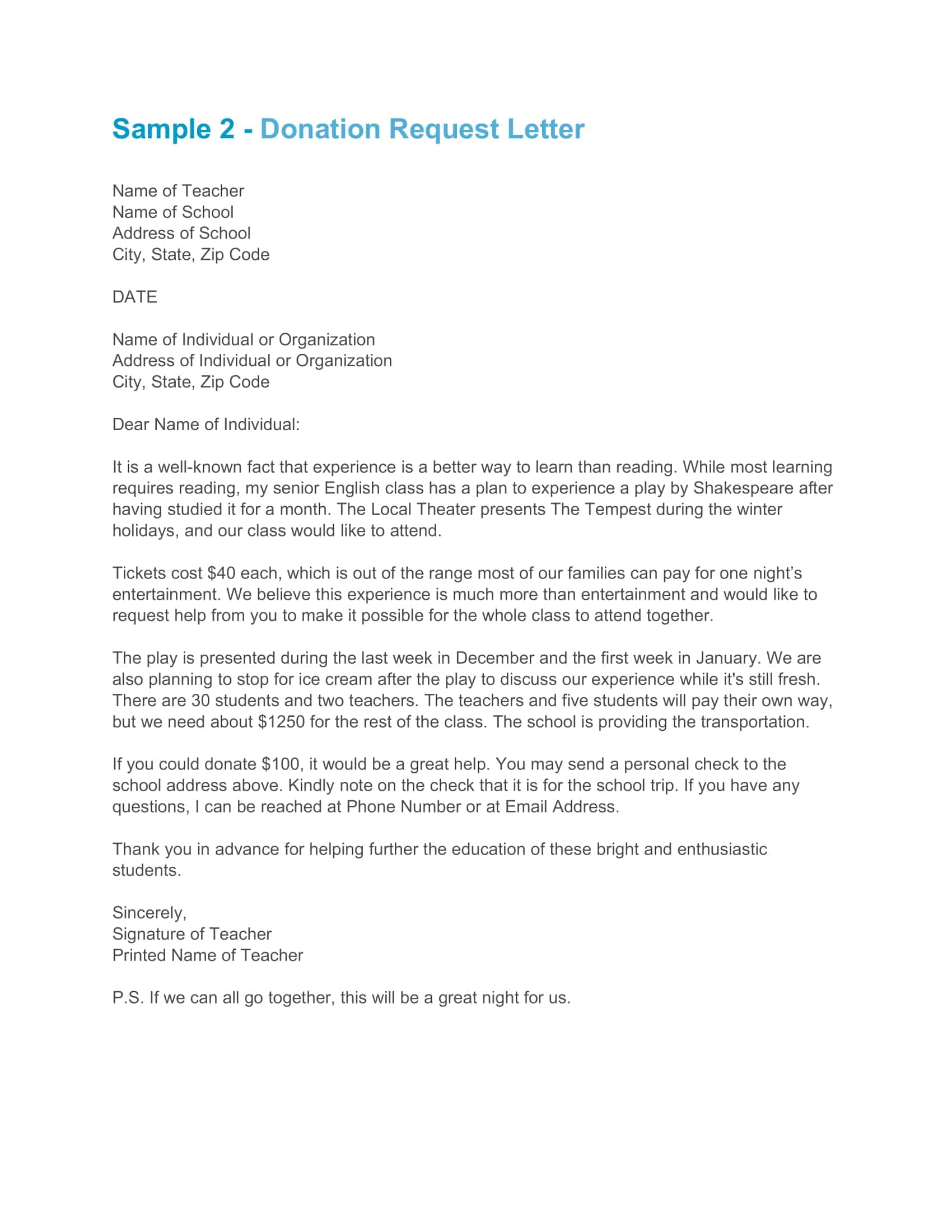 Free Printable Donation Request Letter [Word, Excel, PDF] Nonprofit