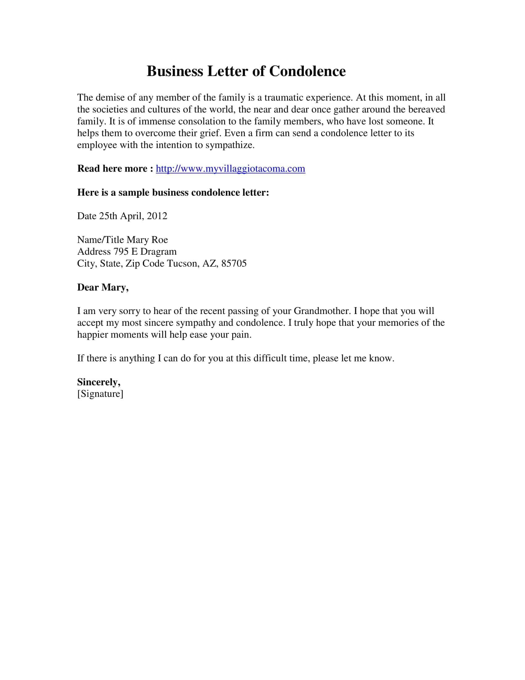 Free Printable Condolence & Sympathy Letter Templates [PDF] Sample