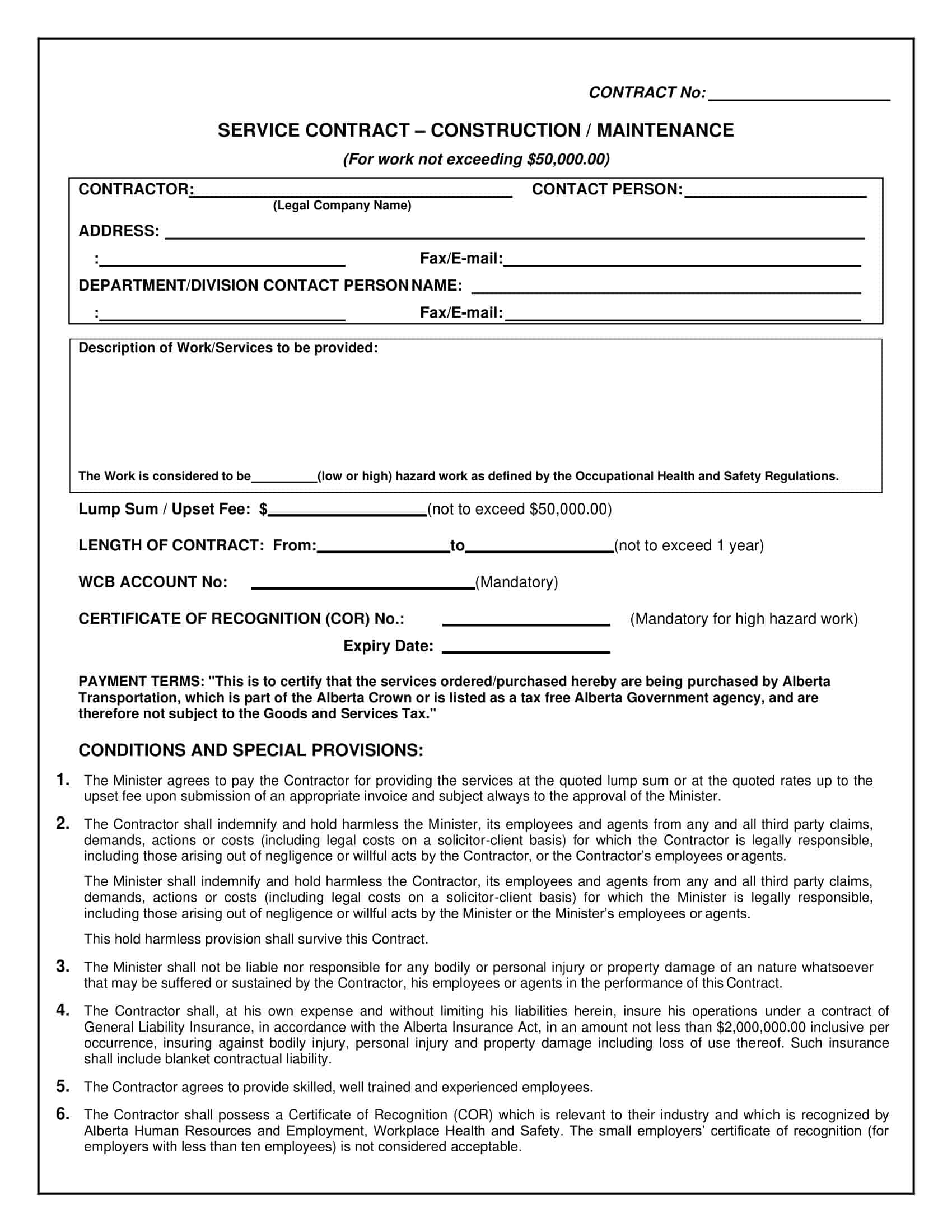 Free Printable Construction Contract Templates [PDF & Word] Sample