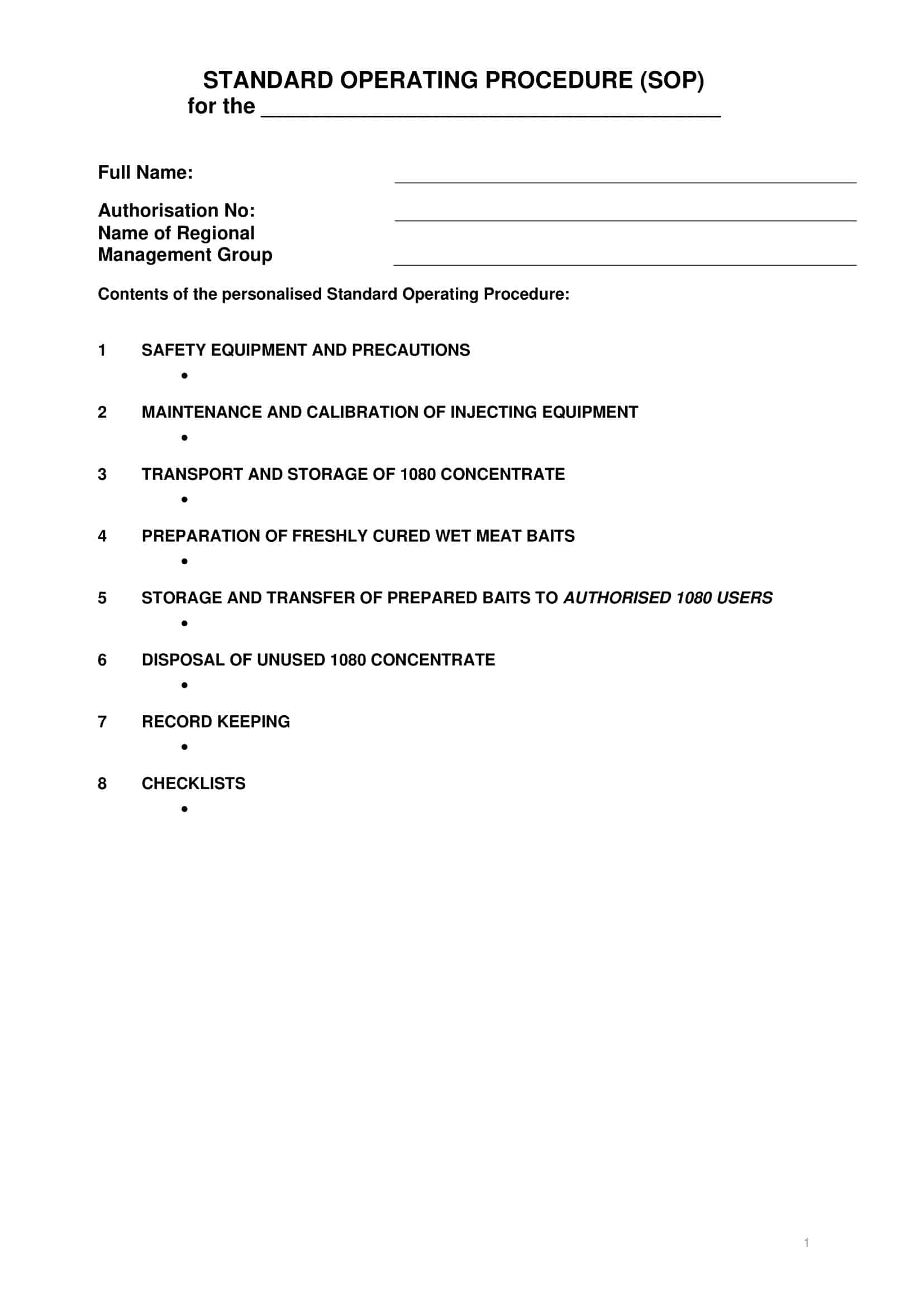 Free Printable SOPs Templates [Word, Excel, PDF] Examples
