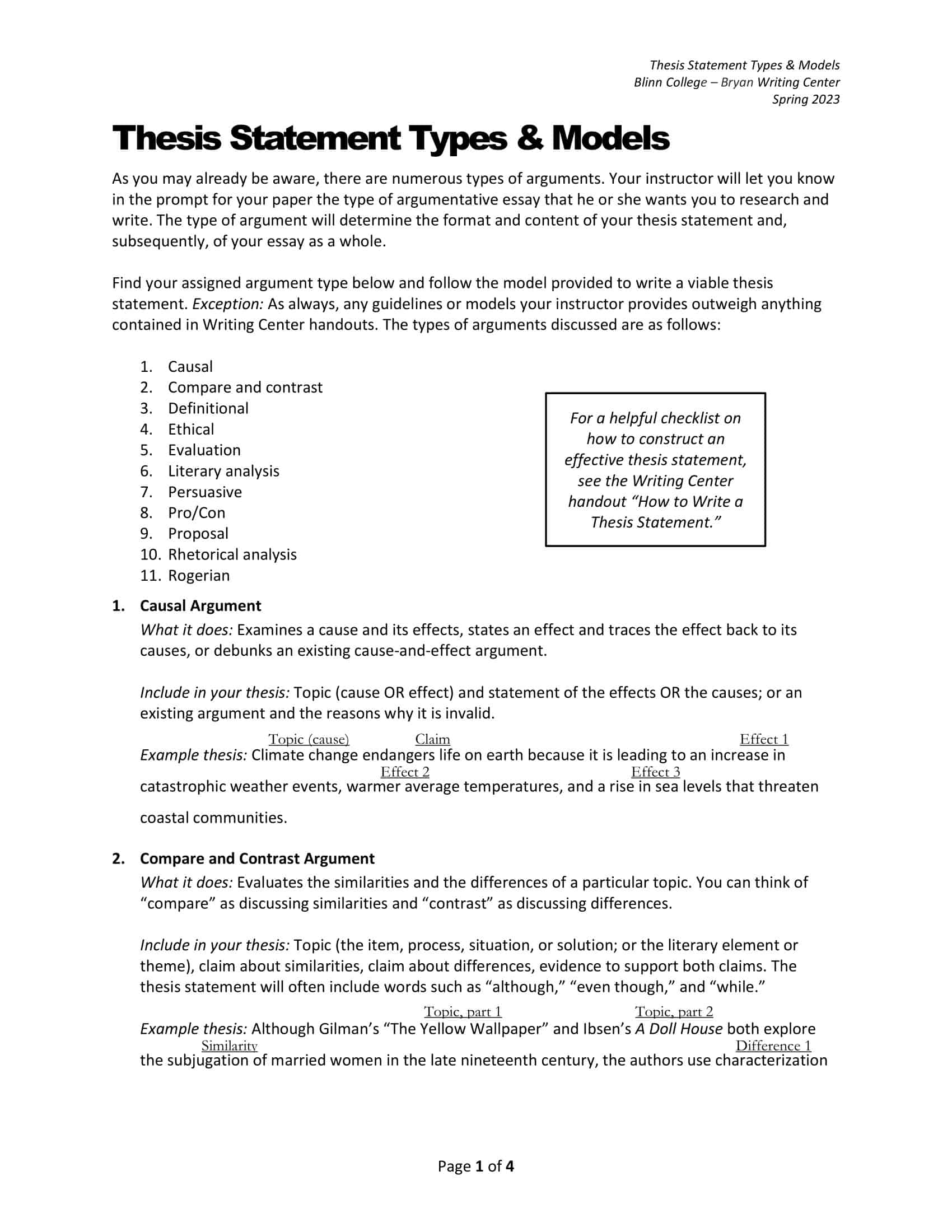 Free Printable Thesis Statement Templates [PDF, Word] / Examples
