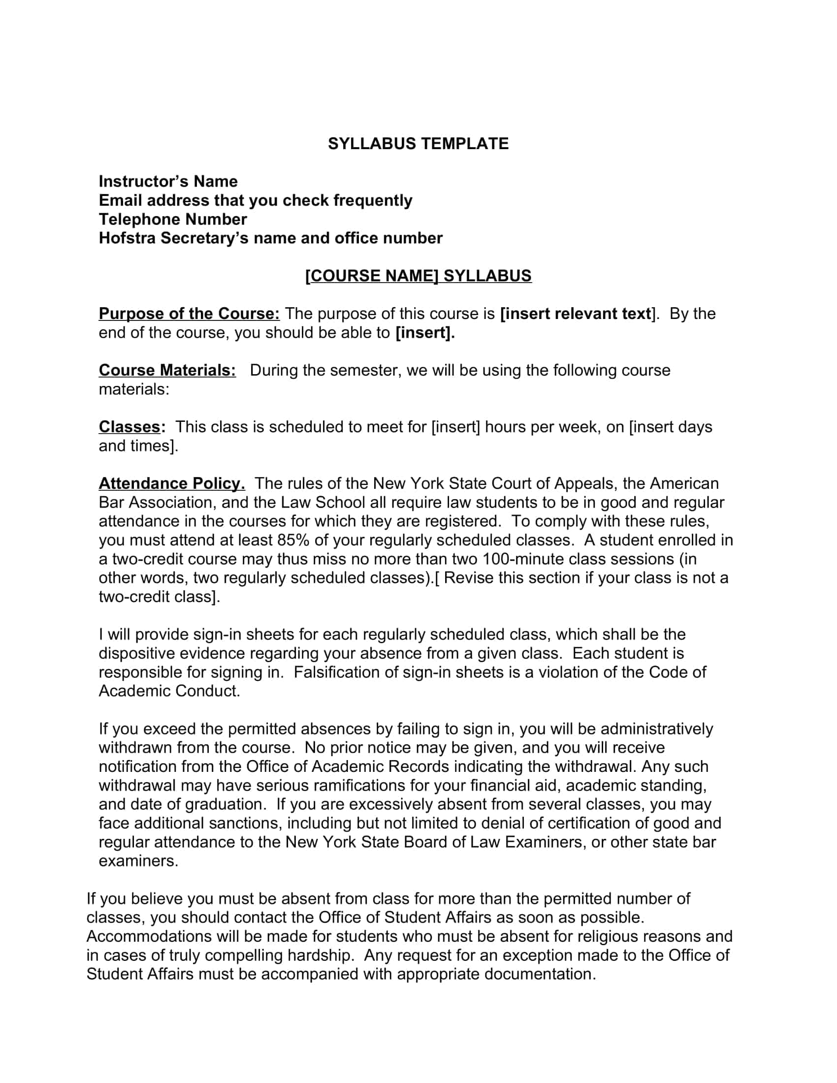 Free Syllabus Templates Printable [PDF, Word, Excel]